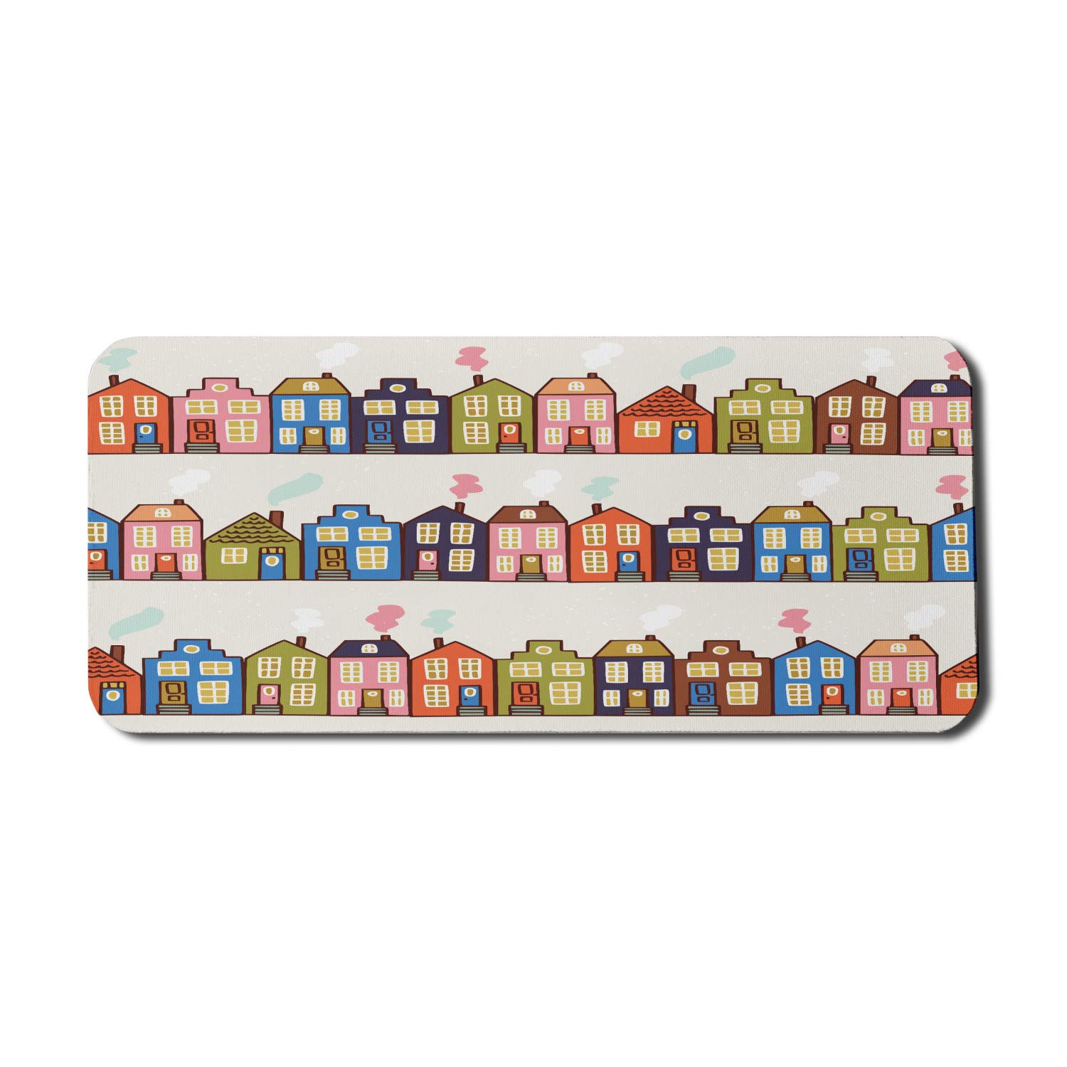 Ambesonne Amsterdam Themed Mouse Pad - Non-Slip Rubber Gaming Mousepad with Funky Dutch Houses Design, 35