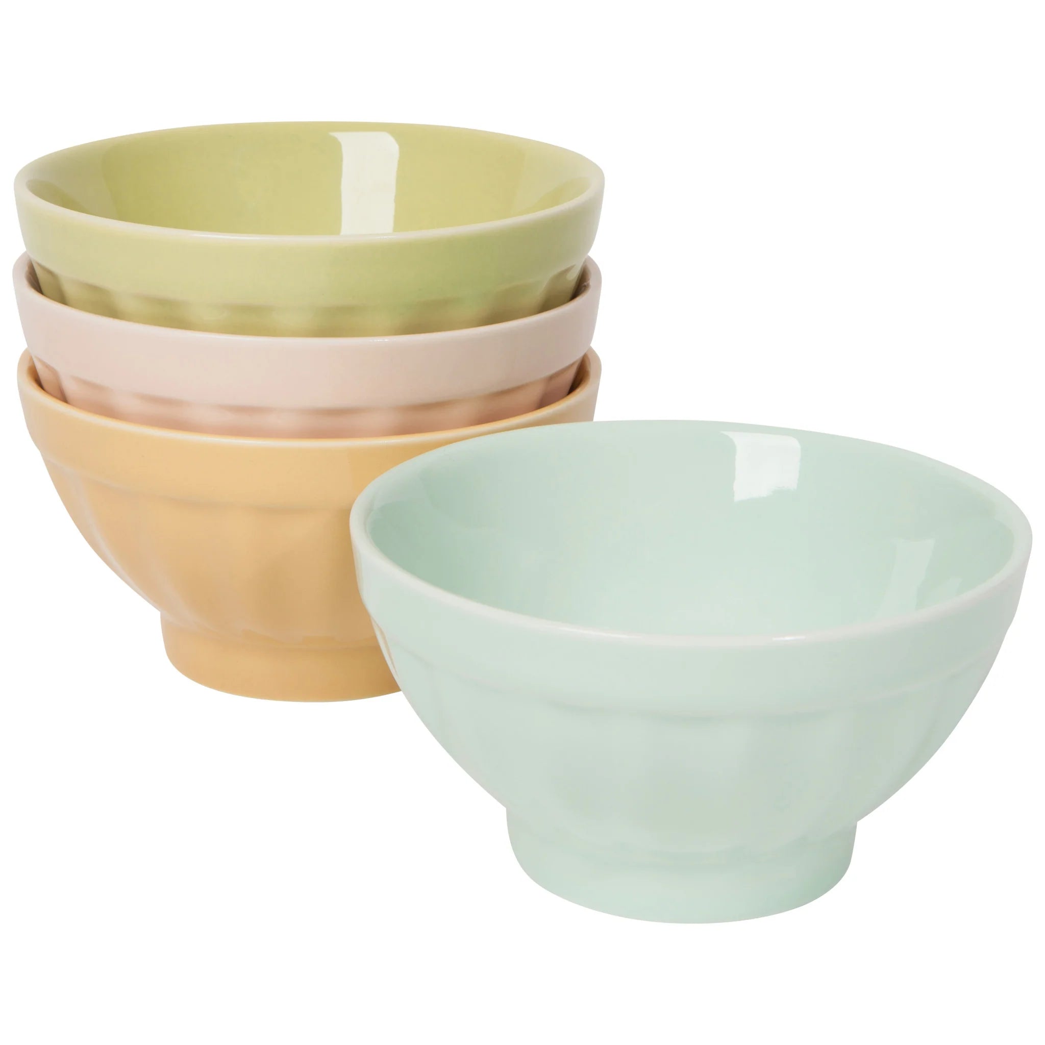 Now Designs Flora Ice Cream Bowls Set of 4 - Colorful Ceramic Dessert Dishes for Ice Cream, Pudding & Fruit - Perfect for Parties, Picnics & Family Gatherings