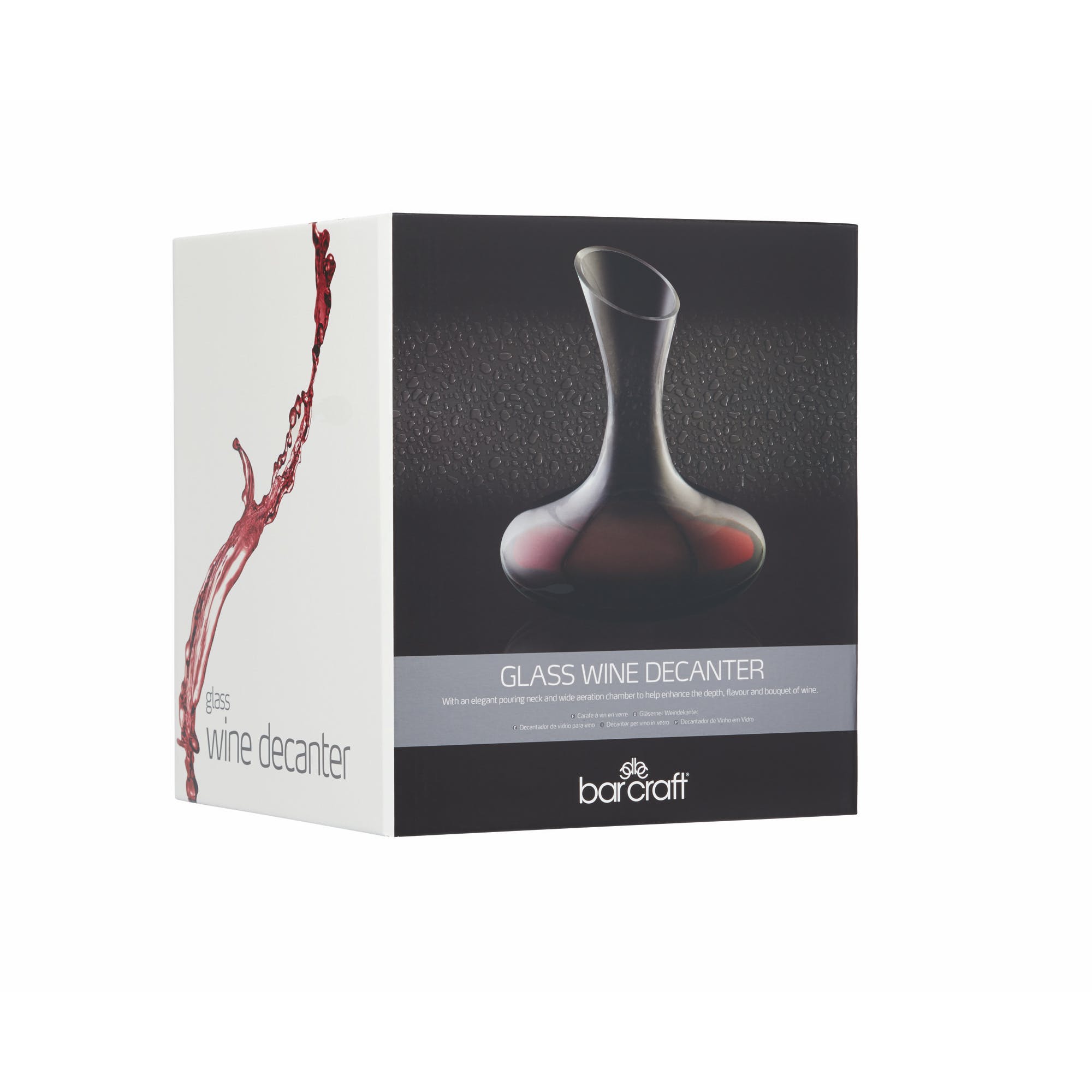 Premium BarCraft Deluxe 1.5 Liter Glass Wine Decanter for Aerating Red Wine - Perfect for Dinner Parties, Wine Tasting & Gift Giving