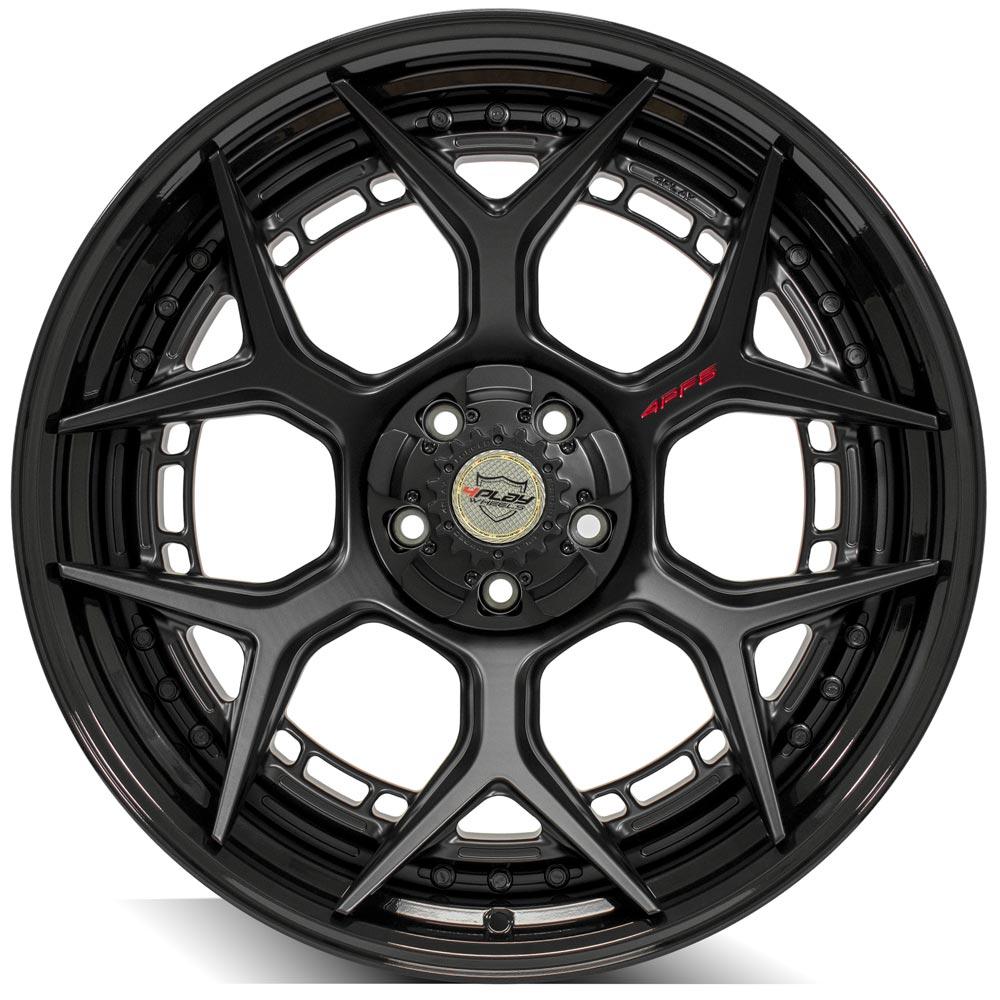 4PF6 Forged Wheels 22x10.0 Matte Black Center with Gloss Black Barrel - 5x127/5x139.7mm Bolt Pattern 87.1mm Hub - Perfect for Trucks, SUVs, and Off-Road Vehicles