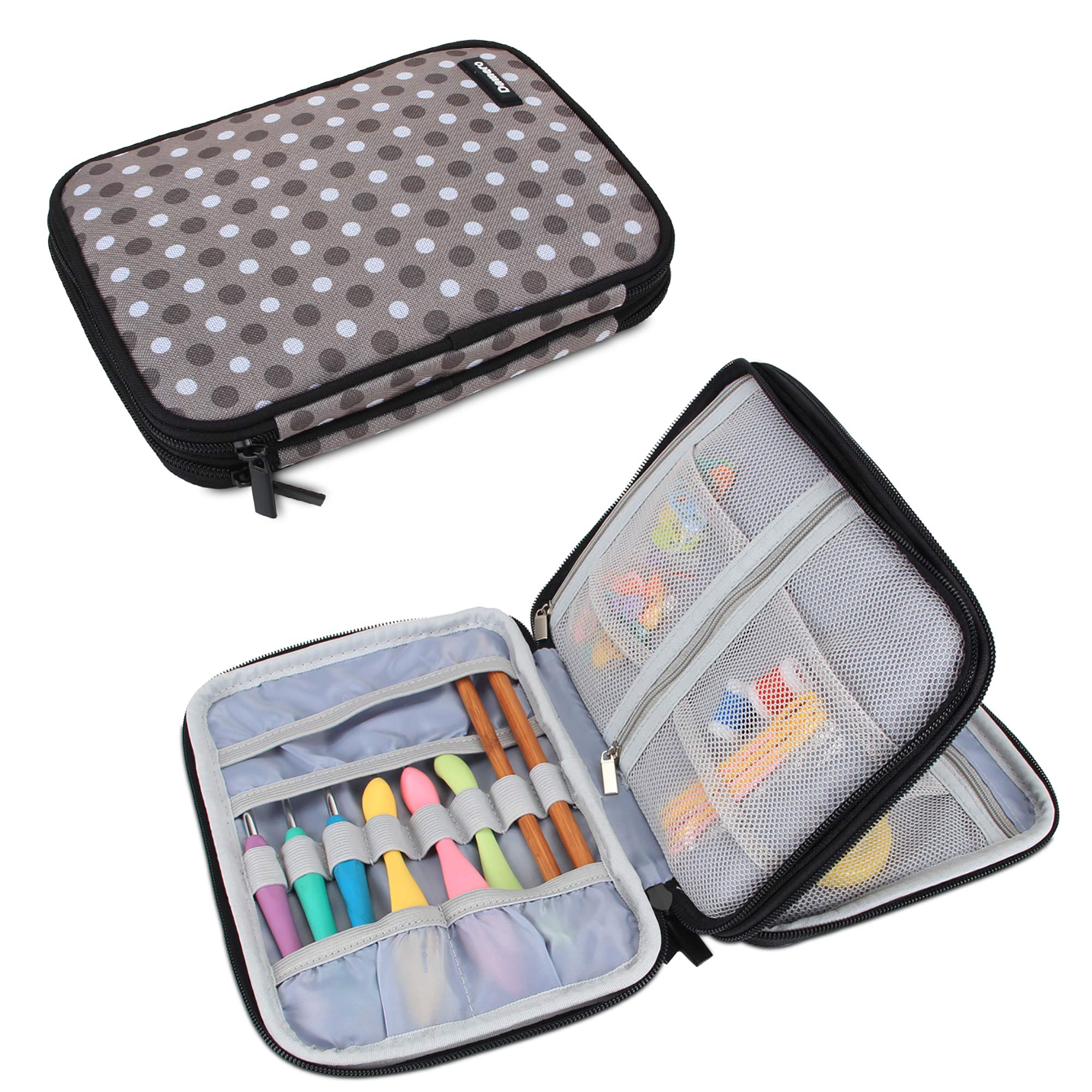 **Premium Crochet Hook Case - Travel Storage Organizer for Swing, Lighted Crochet Hooks & Needles (Up to 8