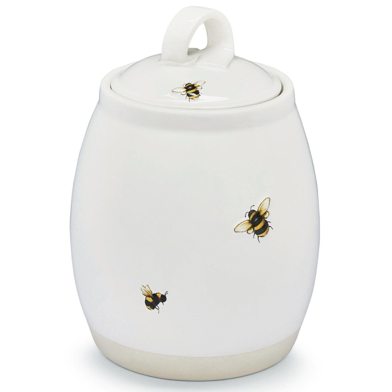 Bumble Bees Ceramic Cookie Jar with Airtight Lid - Honey Bee Themed Kitchen Storage for Cookies, Biscuits, and Treats - Perfect for Farmhouse, Cottagecore, or Rustic Kitchen Decor