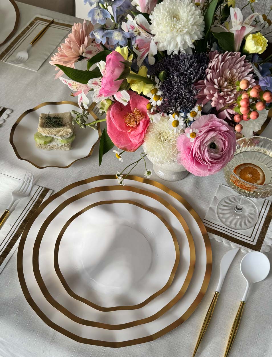 Elegant White Wavy Salad Plates Set of 8 - Perfect for Everyday Dining, Entertaining & Party Serving