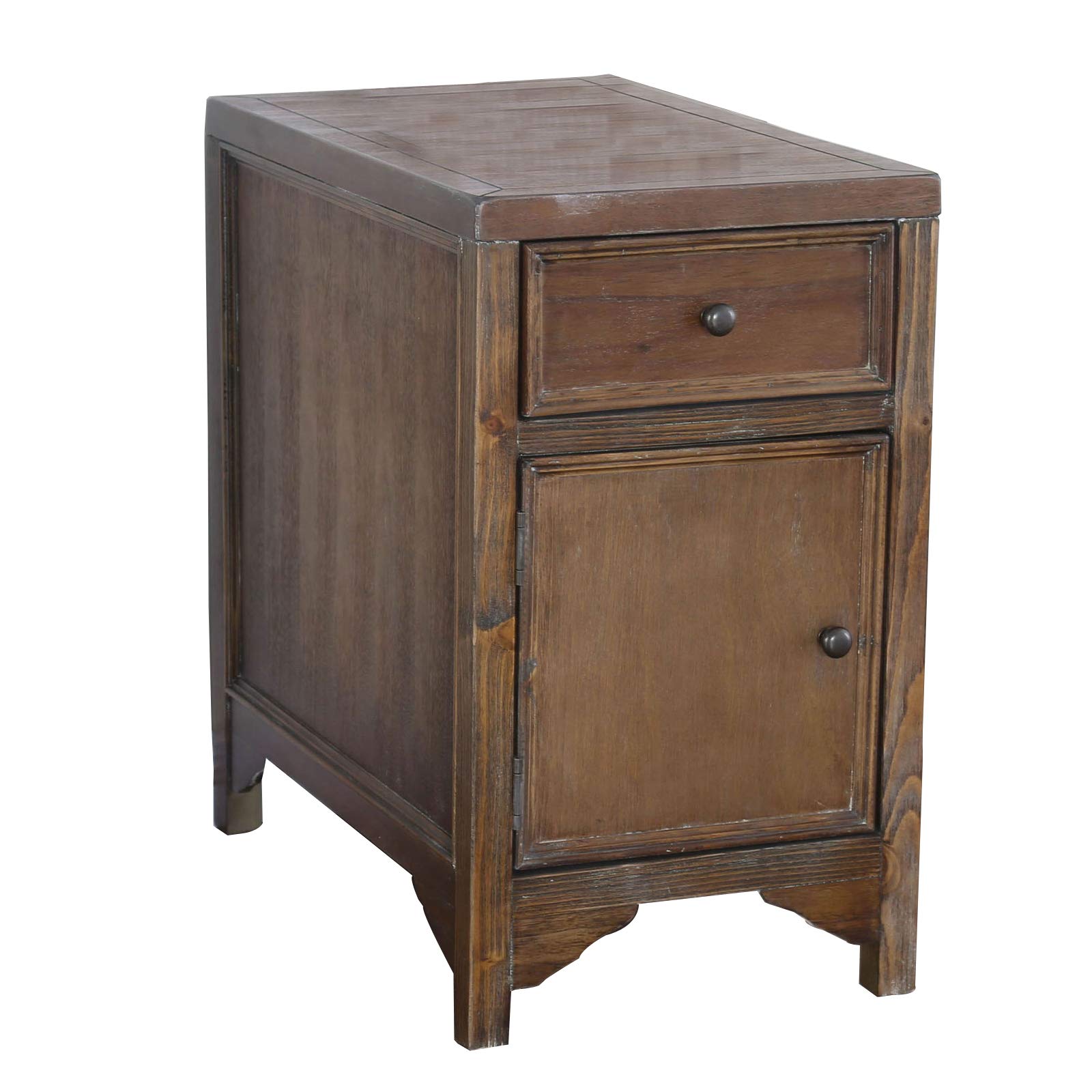 Benjara Transitional Side Table with 1 Drawer & Cabinet Door - Brown Wood Nightstand for Bedroom, Living Room & Office