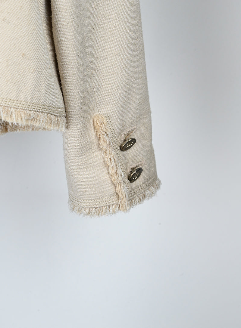Chanel Beige Linen Jacket Size 46 - Elegant Summer Blazer for Women | Perfect for Office Wear, Casual Outings & Special Events