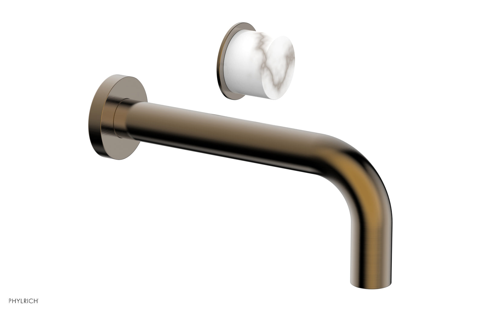 Basic II Single Handle Wall Lavatory Faucet Set with White Marble Handle - 230 17 - Perfect for Bathroom Sink, Powder Room, and Guest Bath Installations