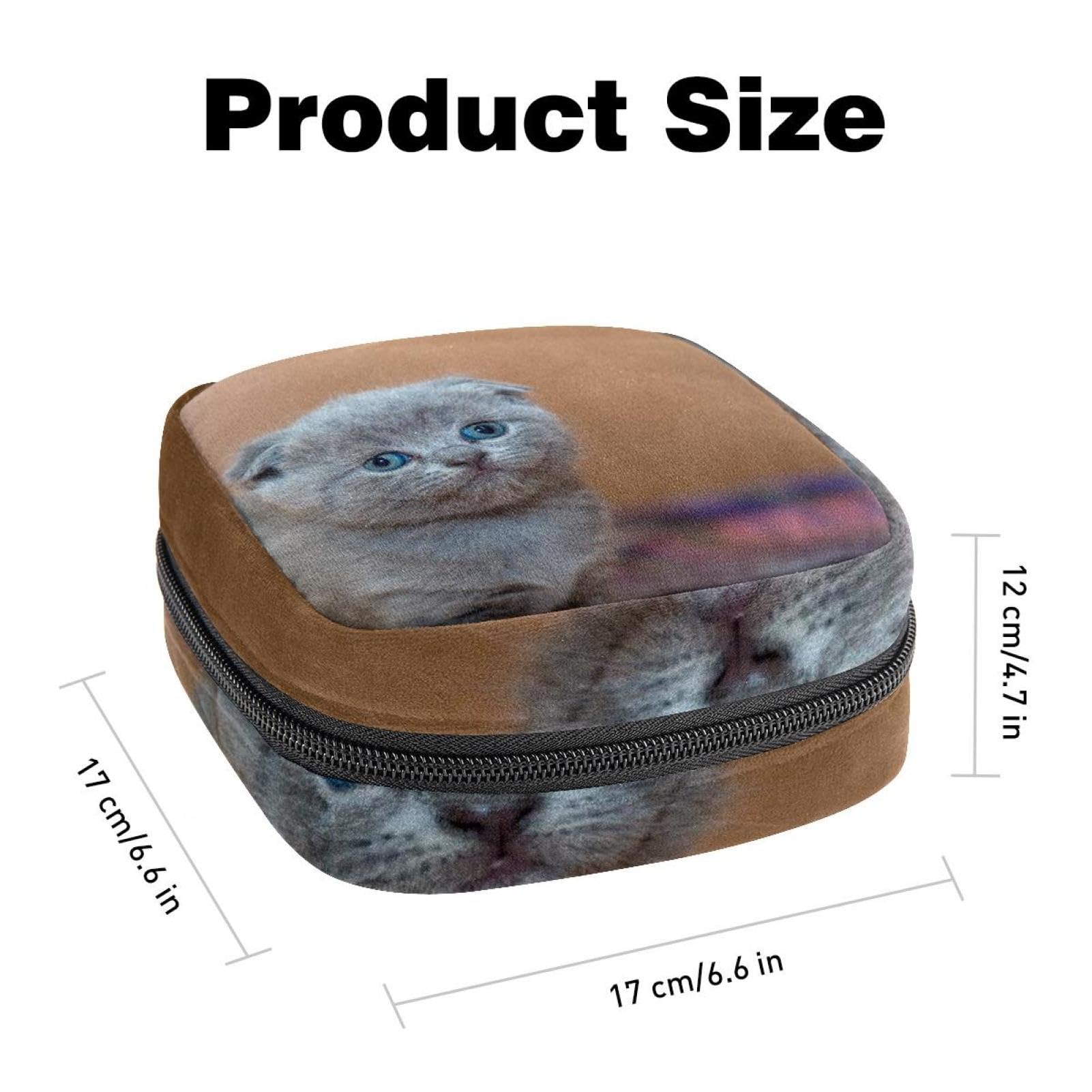 Cat-Themed Menstrual Hygiene Organizer Bag - Portable Pouch for Pads, Tampons & Menstrual Cups - Perfect for Women & Girls On-The-Go (Home, School, Gym, Travel)