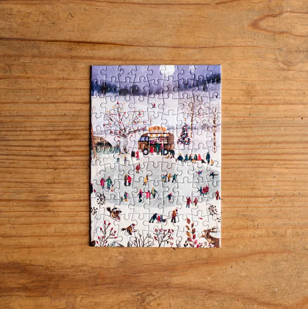 Dusk Skaters | 99 Piece Jigsaw Puzzle for Adults & Teens | Winter Scene Puzzle for Family Game Night & Relaxation