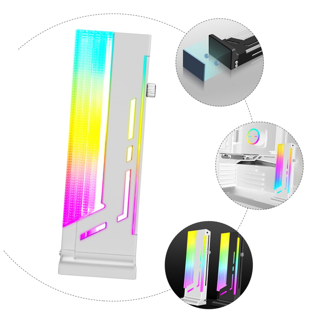 Gatuida Sturdy GPU Support Bracket - Magnetic Graphics Card Holder for PC Case, Anti-Slip Design, White - Perfect for Gaming Rigs & Workstation PCs