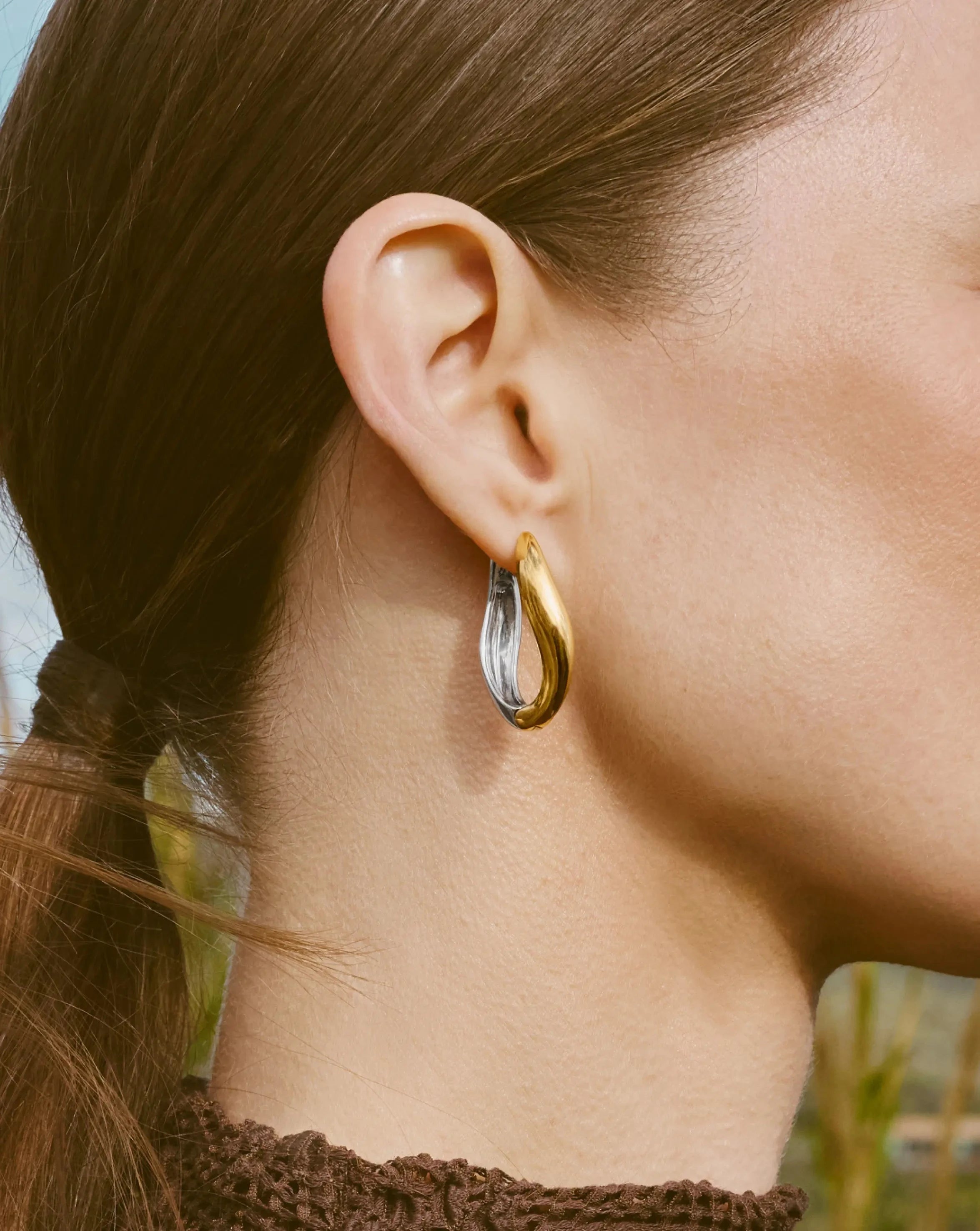 Savi Signature Medium Hoop Earrings for Women - Gold & Silver Mixed Metal Statement Jewelry - Perfect for Everyday Wear, Office & Date Night