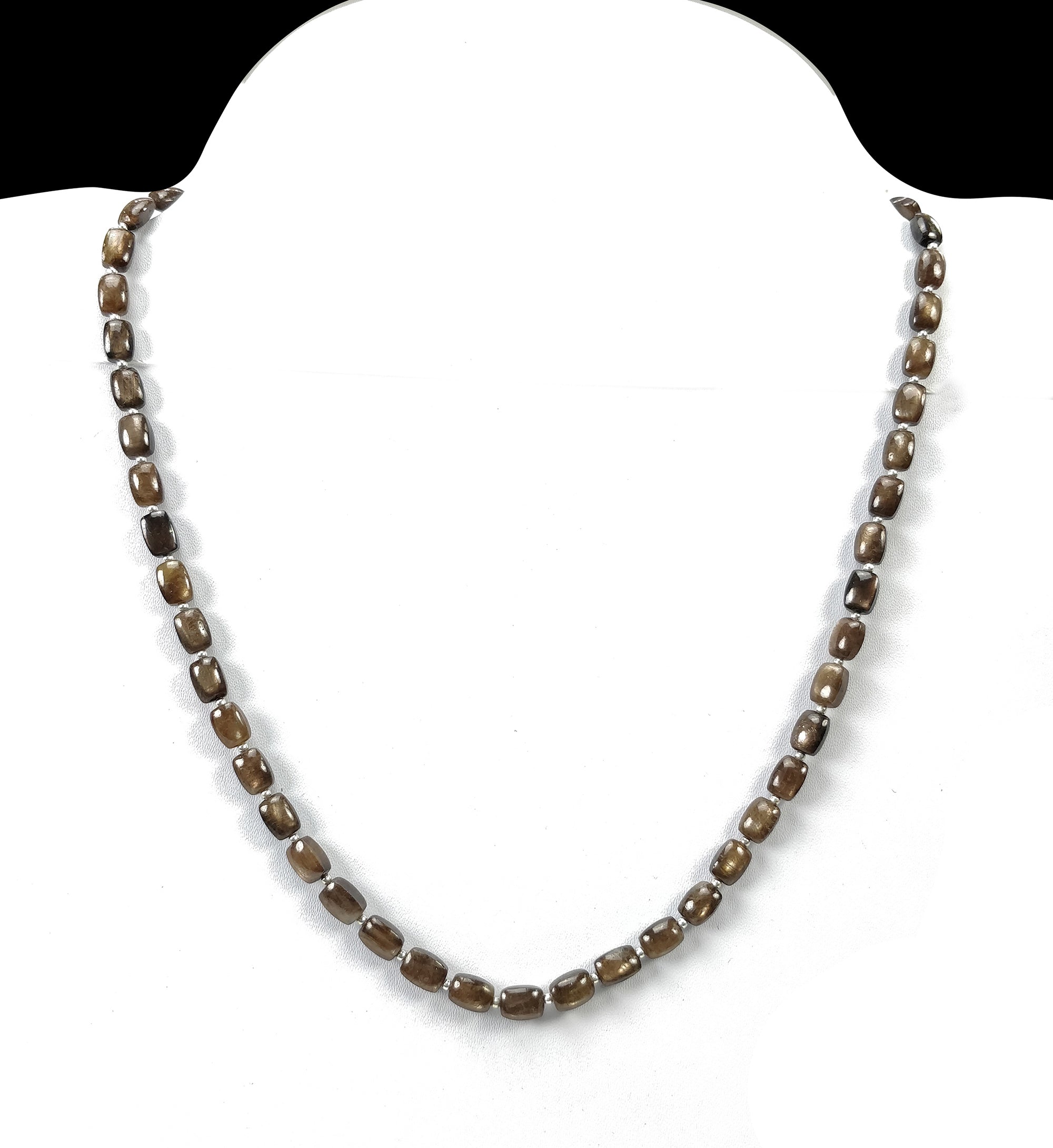 Natural Untreated Golden Brown Chocolate Sapphire Gemstone Necklace - 95.55cts Cushion Cut 925 Sterling Silver Jewelry (7x5mm, 18