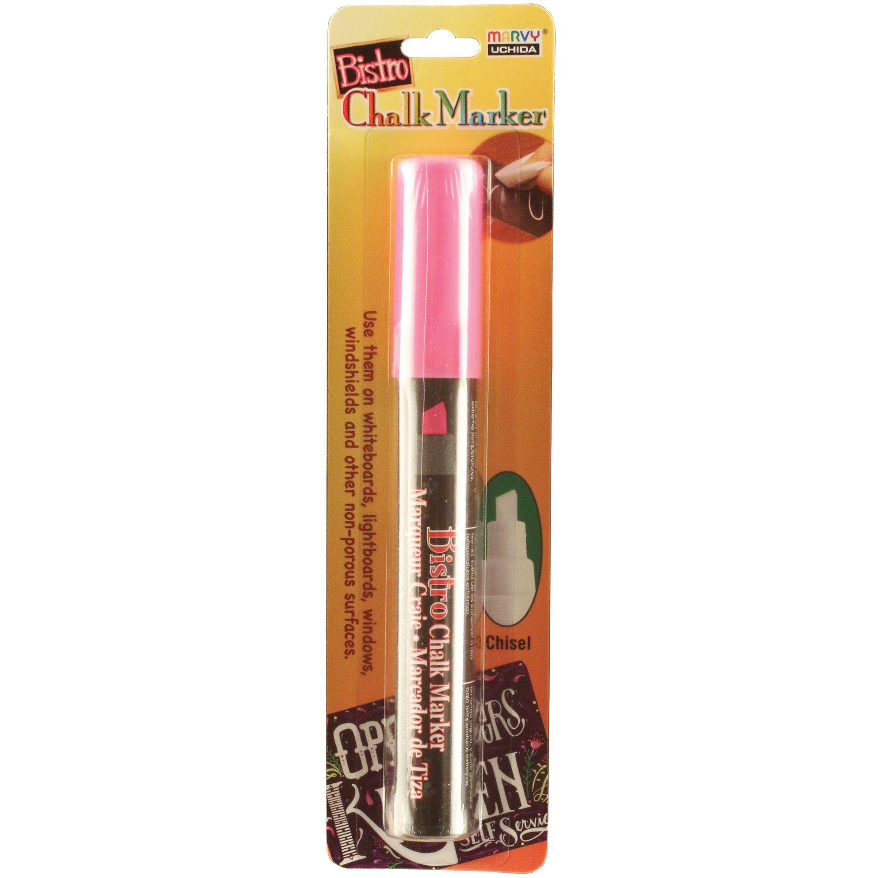 Uchida Chisel Tip Bistro Chalk Marker - Fluorescent Pink Art Supplies for Restaurants, Cafes, Signage & DIY Crafts