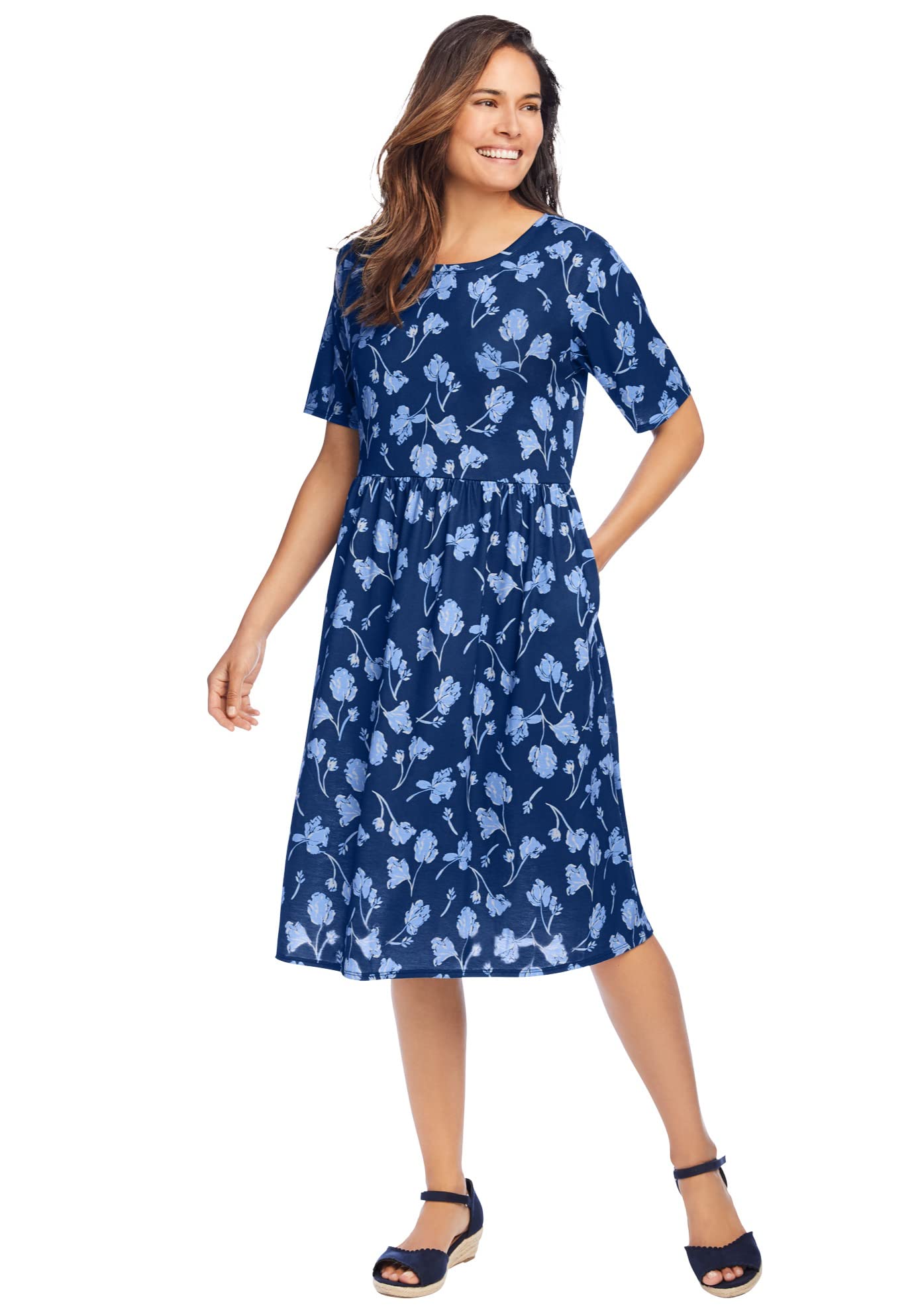 Women's Plus Size Empire Waist Tee Dress - Flattering Casual & Comfortable Outfit for Curvy Women | Perfect for Everyday Wear, Office & Weekend Outings
