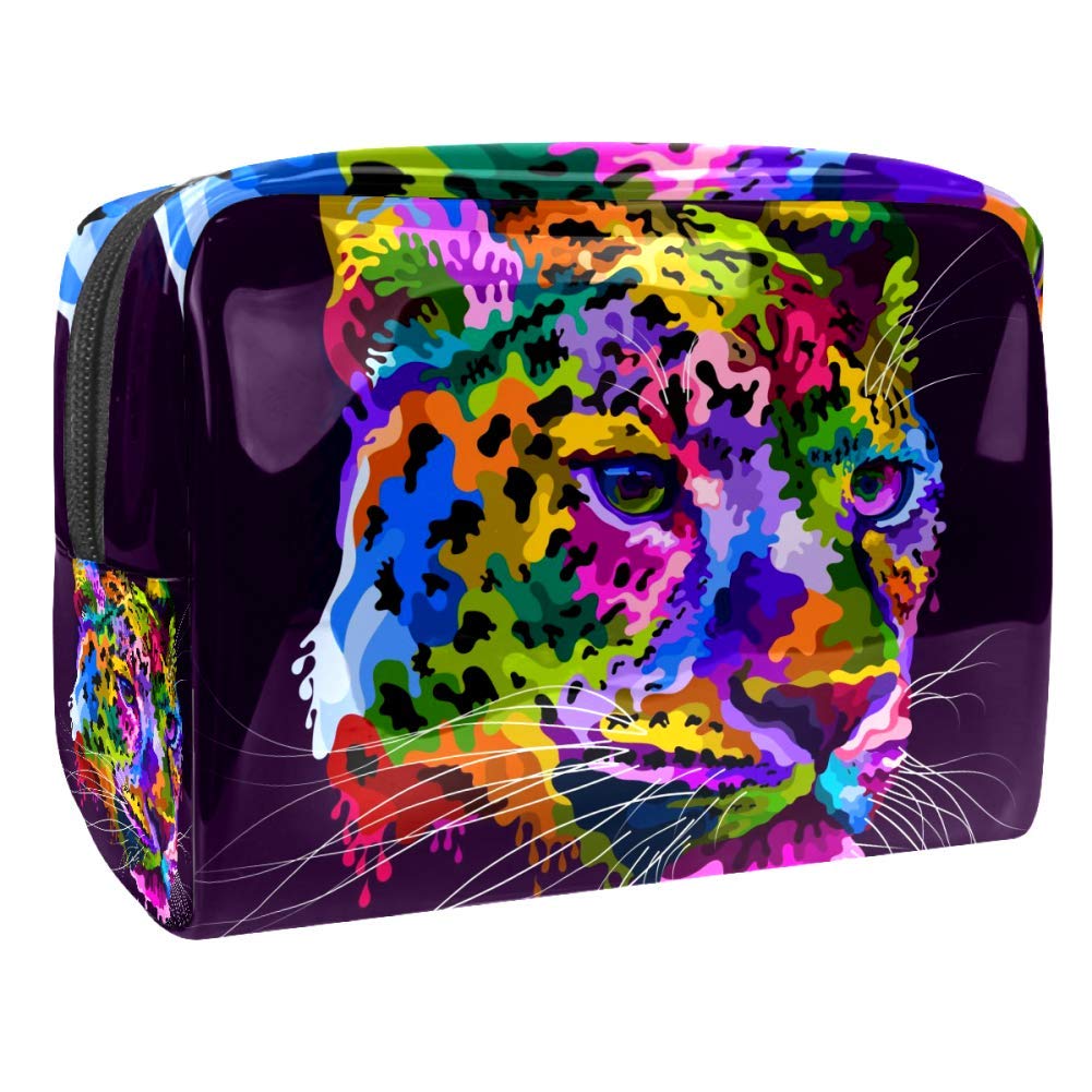 Portable Makeup Bag with Zipper - Waterproof Travel Toiletry Organizer for Women | Compact Cosmetic Pouch with Cheetah Print | Perfect for Travel, Gym & Daily Essentials Storage