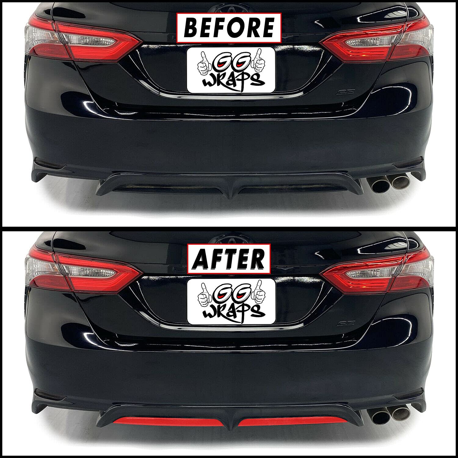 SlickMod Blackout Vinyl Wrap Overlay for 2018-2021 Toyota Camry SE XSE Rear Diffuser - Gloss Black Finish - Easy DIY Installation - Upgrade Your Car's Style for Street Racing & Car Shows