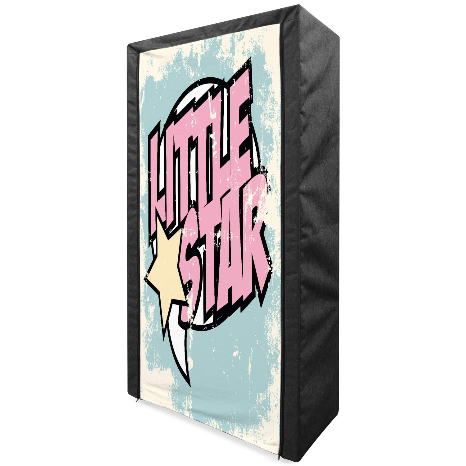 Ambesonne Popstar Party Portable Fabric Wardrobe - Grungy Pop Art Style Clothing Organizer with Shelves, 33.5
