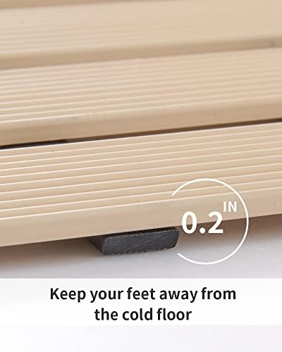 PADOOR Non-Slip Shower Mat - Heavy Duty Quick-Drain Bath Tub Mat Without Suction Cups, 16x35 Inch Beige - Perfect for Indoor/Outdoor Bathroom, Poolside & RV Use