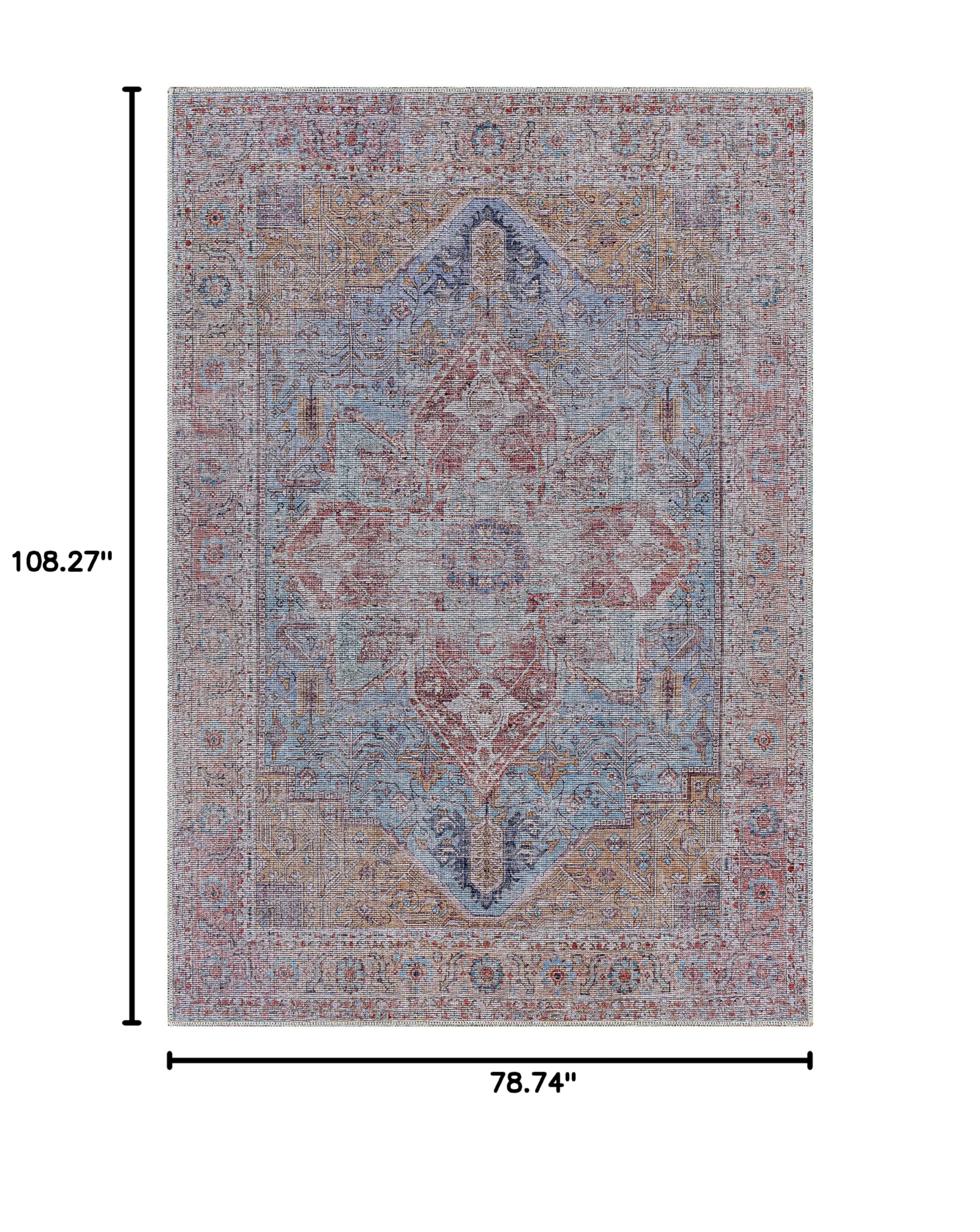 Hauteloom Otaki Washable Area Rug - Soft Gray & Purple Modern Rug for Living Room, Bedroom - 6'7