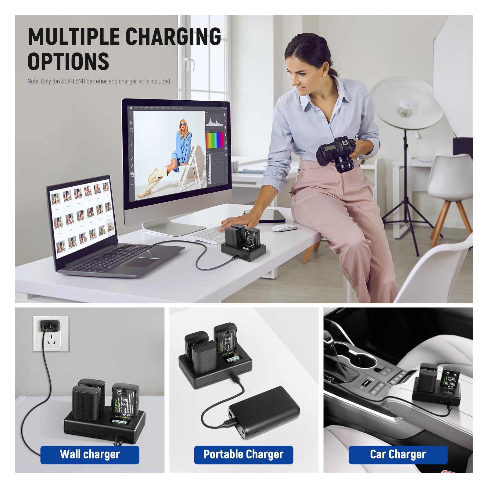 NEEWER LP-E6NH R6 II Replacement Battery & Dual Charger Kit for Canon Cameras - Perfect for Travel, Photography, and Professional Shoots