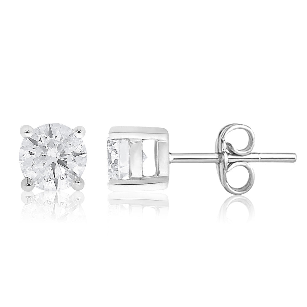 18ct White Gold 3/4 Carat Diamond Stud Earrings for Women - Elegant Everyday & Special Occasion Jewelry Gift