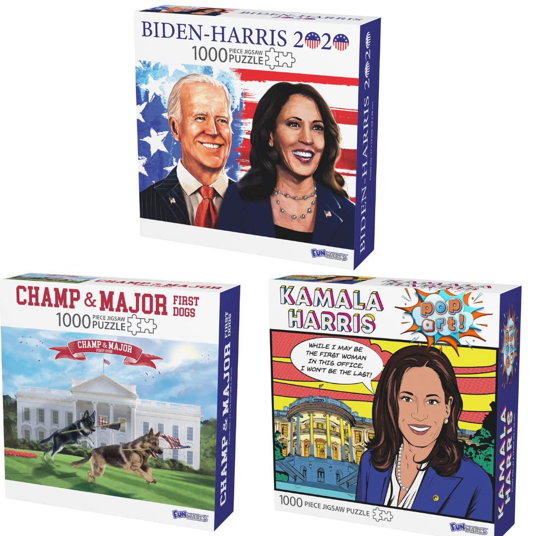 1000-Piece USA Presidential Jigsaw Puzzles - 3-Pack for Family Game Night