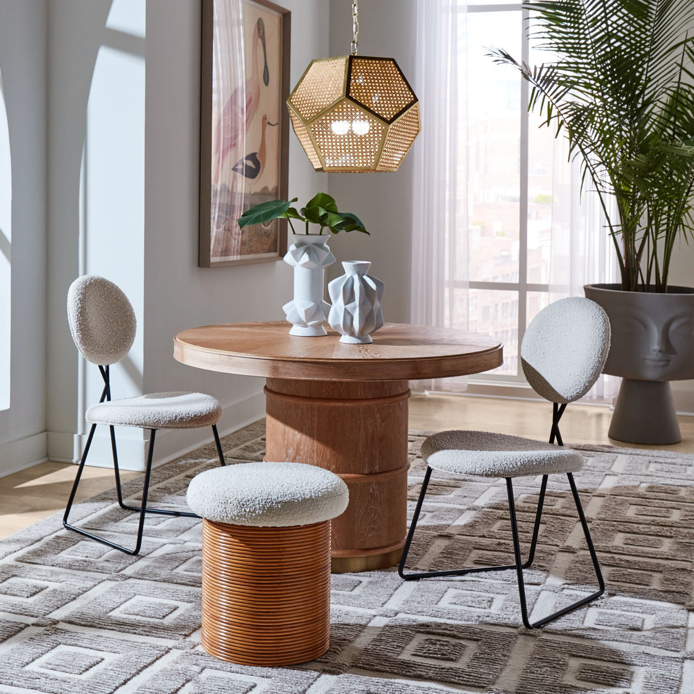 Modern Brussels Dining Table - Solid Wood Round Kitchen Table for 4-6 People - Perfect for Family Dinners, Entertaining Guests & Small Space Dining Rooms