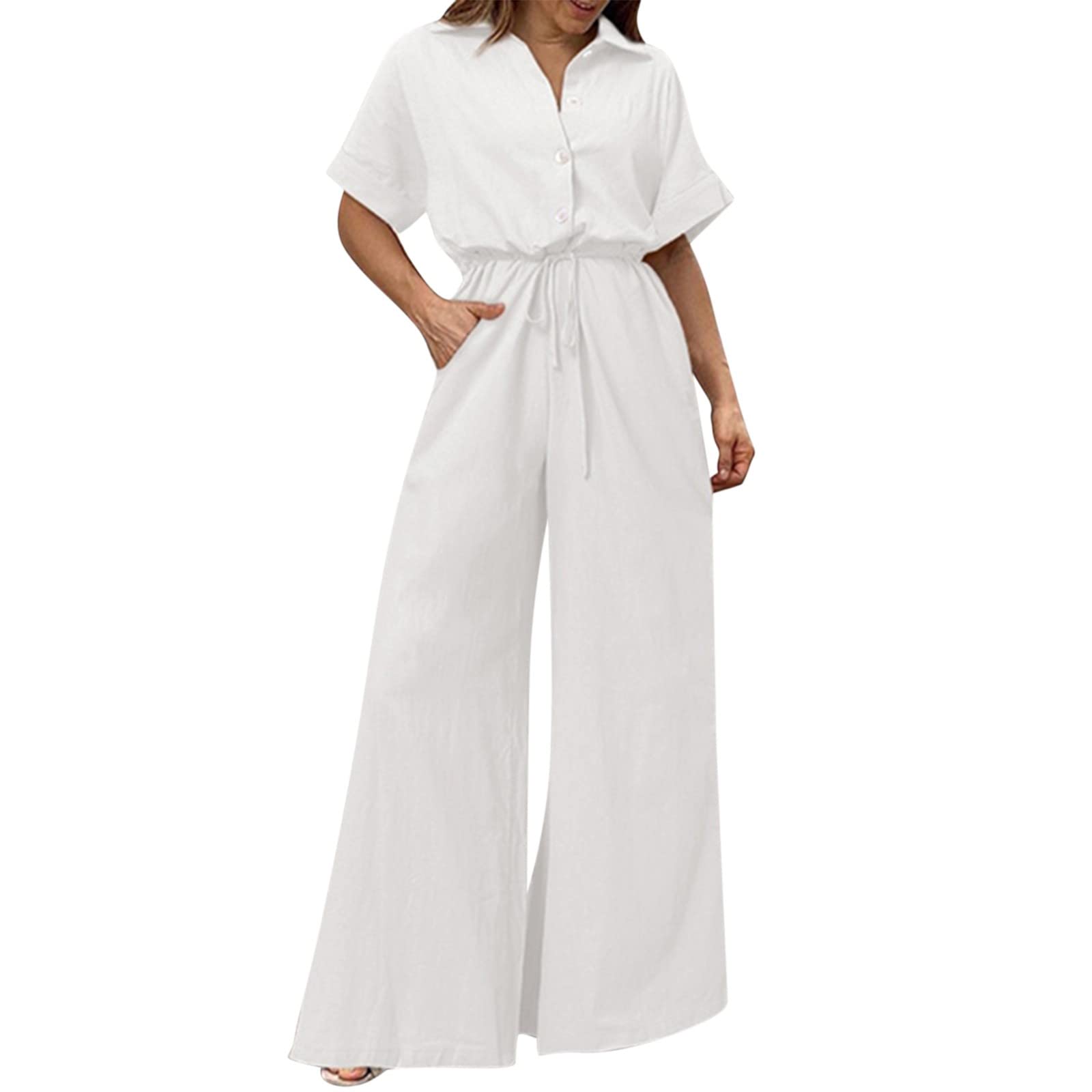 Women's Fashion Jumpsuit with Belt - Long Sleeve Romper Playsuit with Pockets - Casual Overalls for Everyday Wear | Perfect for Work, Travel & Outdoor Activities