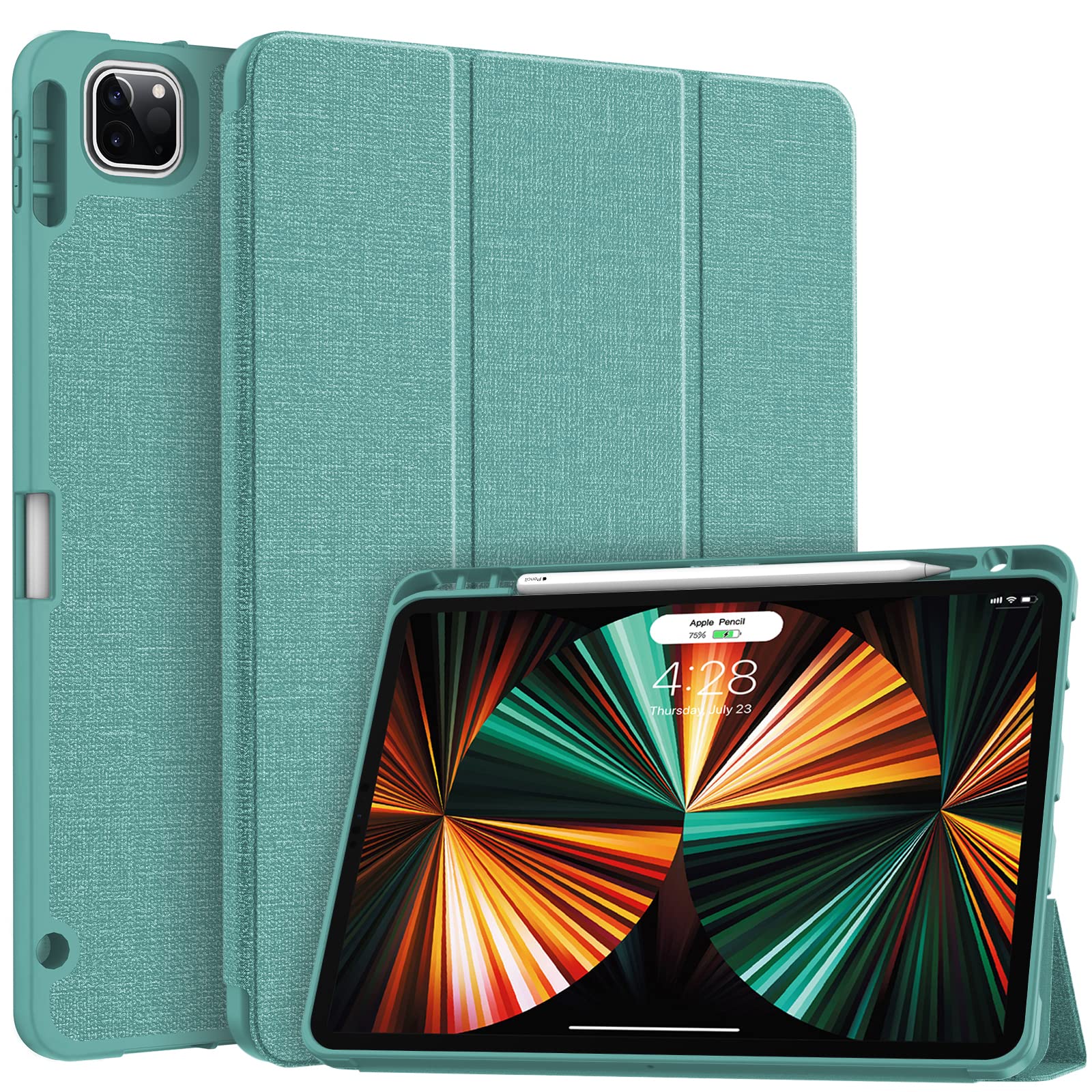 Soke iPad Pro 11 Case 2020-2022 - Shockproof Protective Cover with Pencil Holder for 2nd Gen Apple Pencil, Auto Wake/Sleep & Soft TPU Back (Lake Blue) | Perfect for Work, Study & Travel Protection