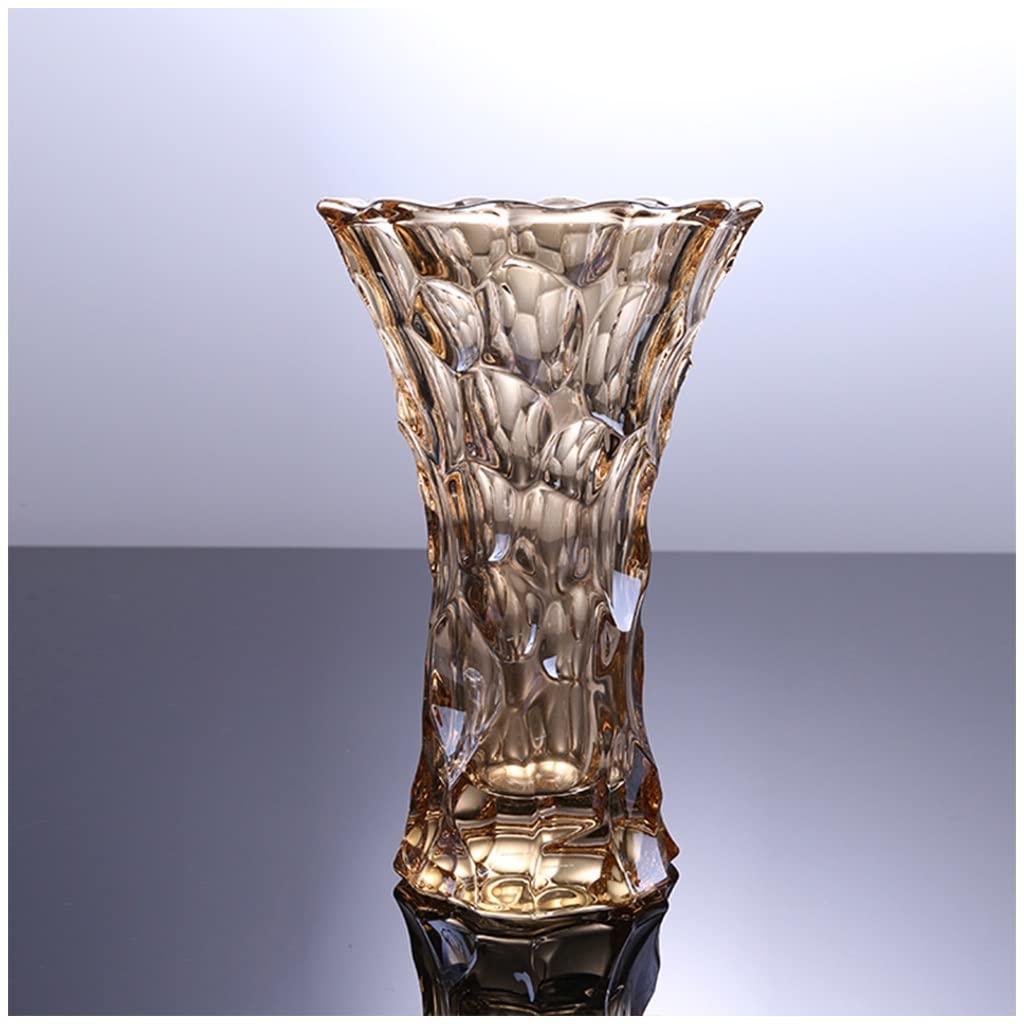 Modern Minimalist Glass Vase - Luxury European Style Cylinder Flower Vase for Home Decor, Living Room Centerpiece, Hydroponic Plant Display (Gold) | Perfect for Wedding Decor, Dining Table Centerpiece & Office Decoration