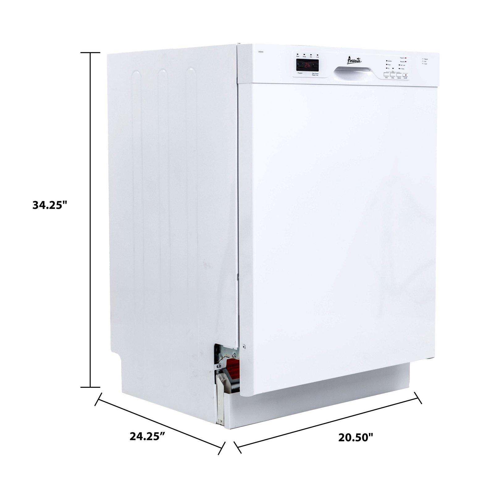 Avanti DWF24V0W 24 Inch Built-In Dishwasher - Energy Efficient, Quiet Operation for Small Kitchens & Apartments - Perfect for Compact Spaces and Daily Dishwashing Needs