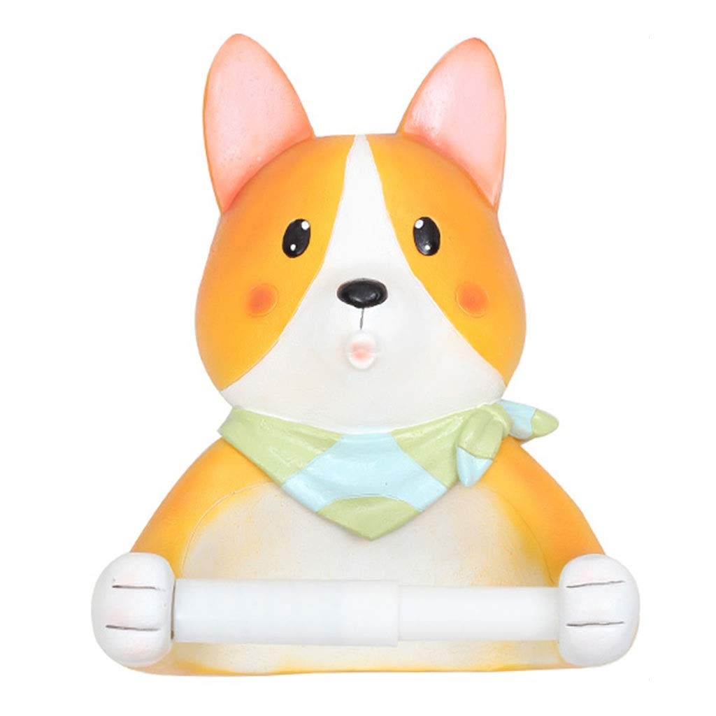Cute Corgi Toilet Paper Holder - Wall-Mounted Punch-Free Bathroom Tissue Dispenser, Waterproof Household Roll Holder for Bathroom & Kitchen Decor