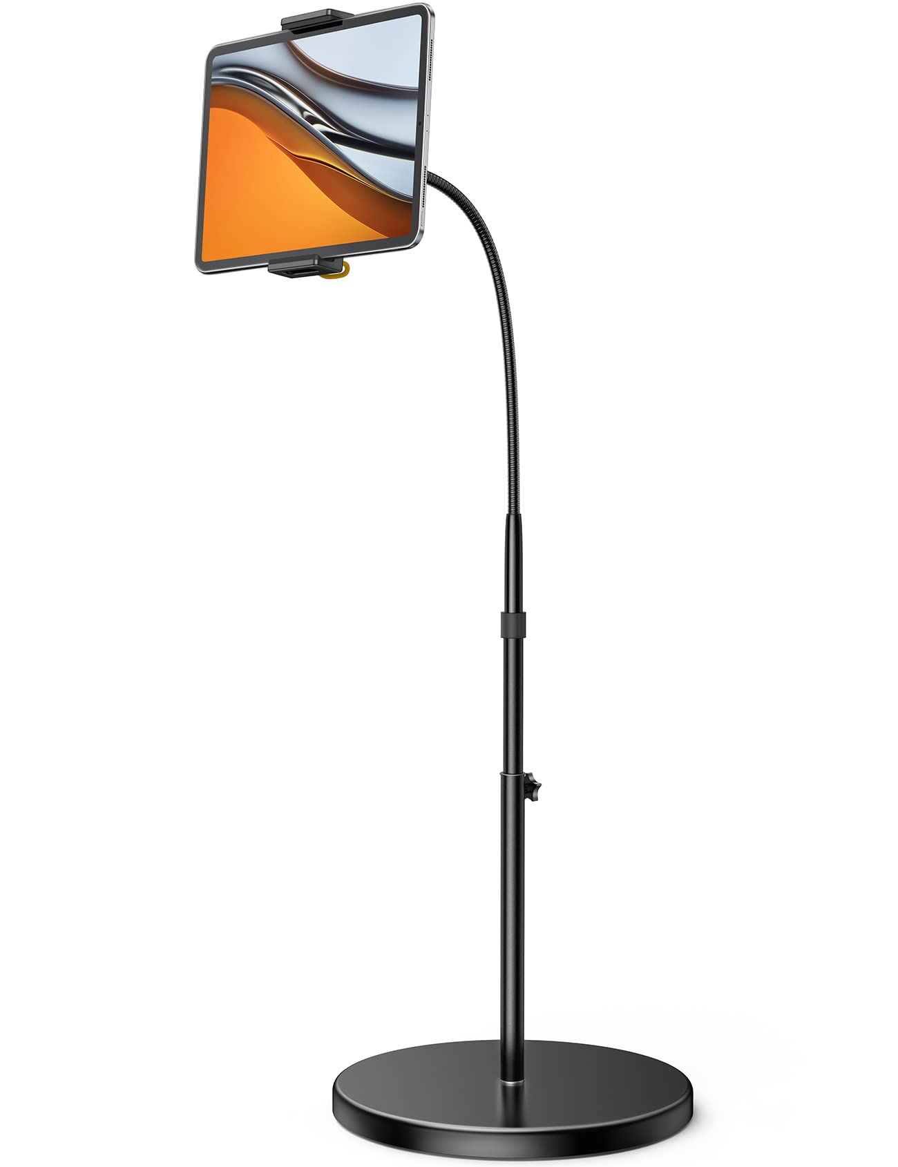 Lamicall Adjustable Tablet Floor Stand - Heavy Duty Gooseneck Phone & iPad Holder with 10.6lb Stable Base, Universal Mount for iPad Mini/Air/Pro 12.9/9.7, Samsung Galaxy Tab, Kindle, Smartphones (4.7-13 inch) - Perfect for Home Office, Bedroom Reading & Hands-Free Video Calls