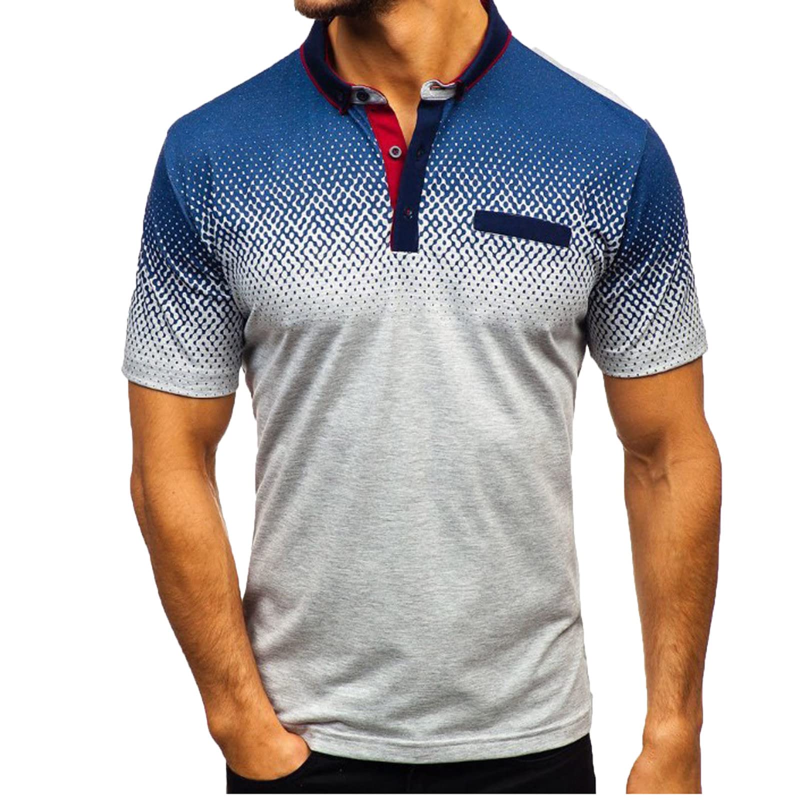 **Men's Slim Fit Short Sleeve Button Down Dress Shirts - Tie Dye Work Tops with Pocket - Perfect for Office, Casual Wear & Fitness Pullover**