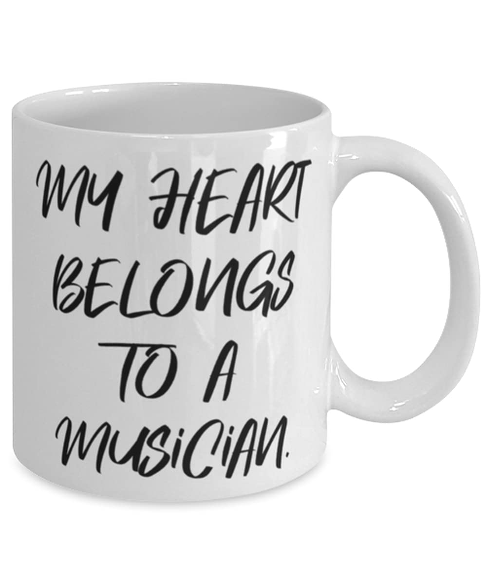 11oz & 15oz Cute Musician Coffee Mug - 'My Heart Belongs To a Musician' - Perfect Gift for Coworkers, Holiday Presents - Ideal for Coffee, Tea, Office Use & Music Lovers