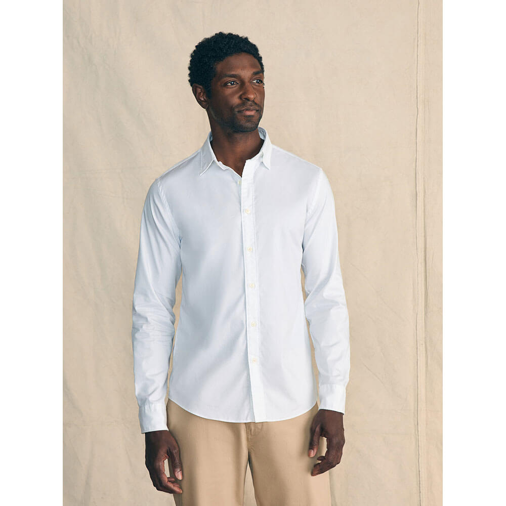 Faherty Men's Movement Sport Shirt - Breathable Performance Polo for Golf & Active Lifestyle - Cloud White