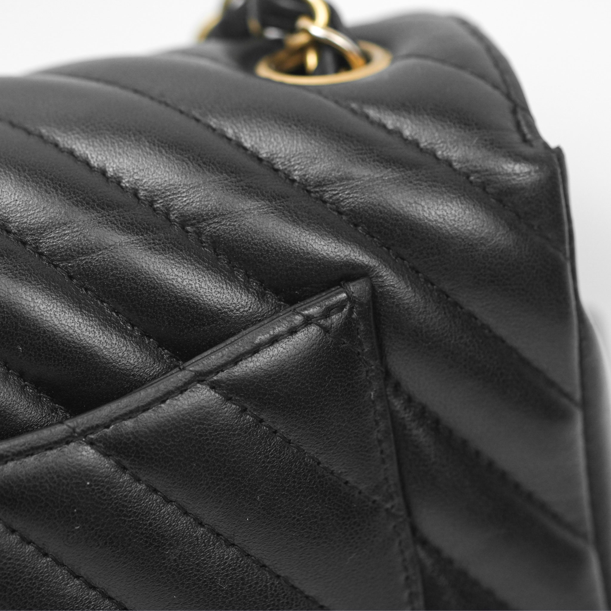 Chanel Chevron Mini Rectangular Bag - Black Lambskin Leather with Aged Gold Hardware | Luxury Crossbody Purse for Women, Perfect for Evening Events & Date Nights