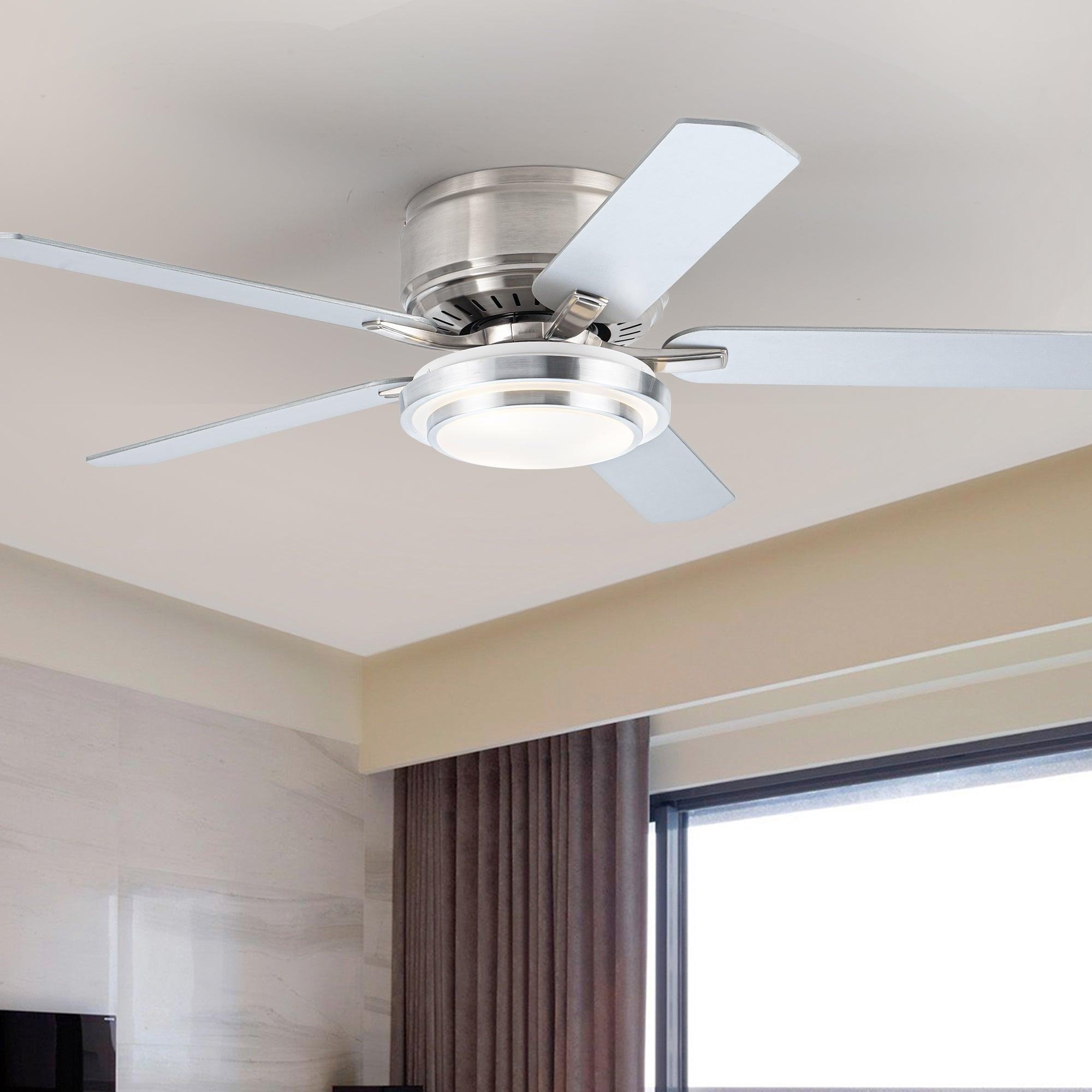 52 Vaczon 5-Blade Ceiling Fan with LED Light and Remote Control - Perfect for Living Room, Bedroom, and Office Cooling