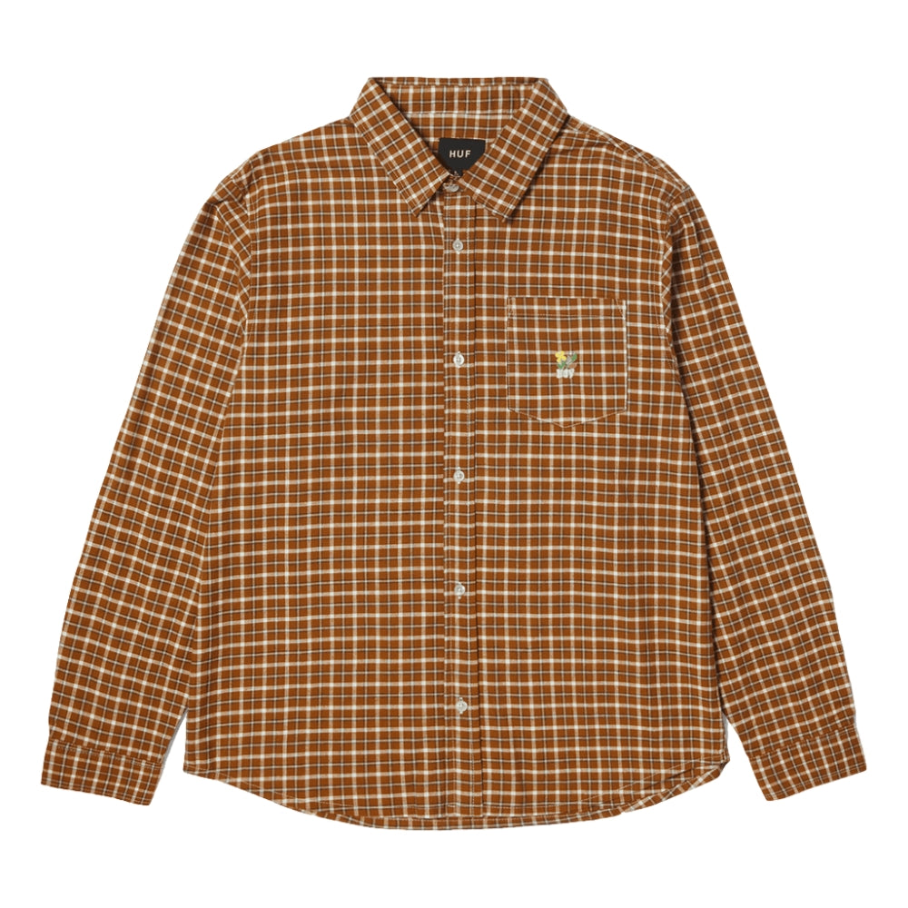 HUF ECHO OXFORD PLAID SHIRT in Russet - Stylish Casual Button-Down for Men | Perfect for Streetwear, Work & Everyday Outfits