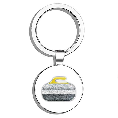 Stainless Steel Double-Sided Curling Stone Keychain - Durable Key Ring Holder & Car Key Finder for Sports Enthusiasts & Outdoor Adventures