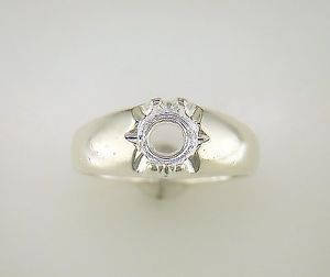 6mm Round Gypsy Pre-Notched Blank Ring Shank Setting - Sterling Silver or 14kt Gold - Size 9 - Perfect for Jewelry Making, DIY Crafting & Custom Engagement Rings