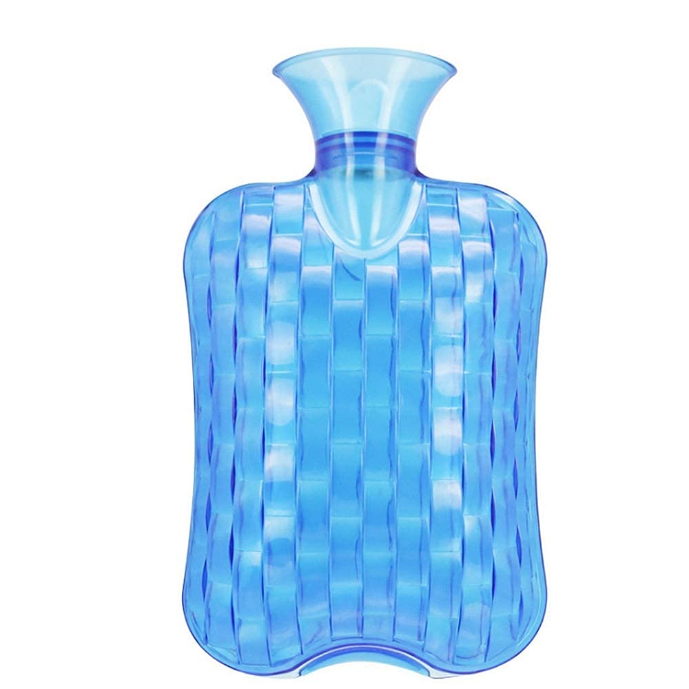 Premium 2L Thick & Safe Silicone Hot Water Bottle with Knit Cover - Large Size for Pain Relief & Cold Weather Warmth - Ideal for Cramps, Back Pain & Winter Comfort (Blue)