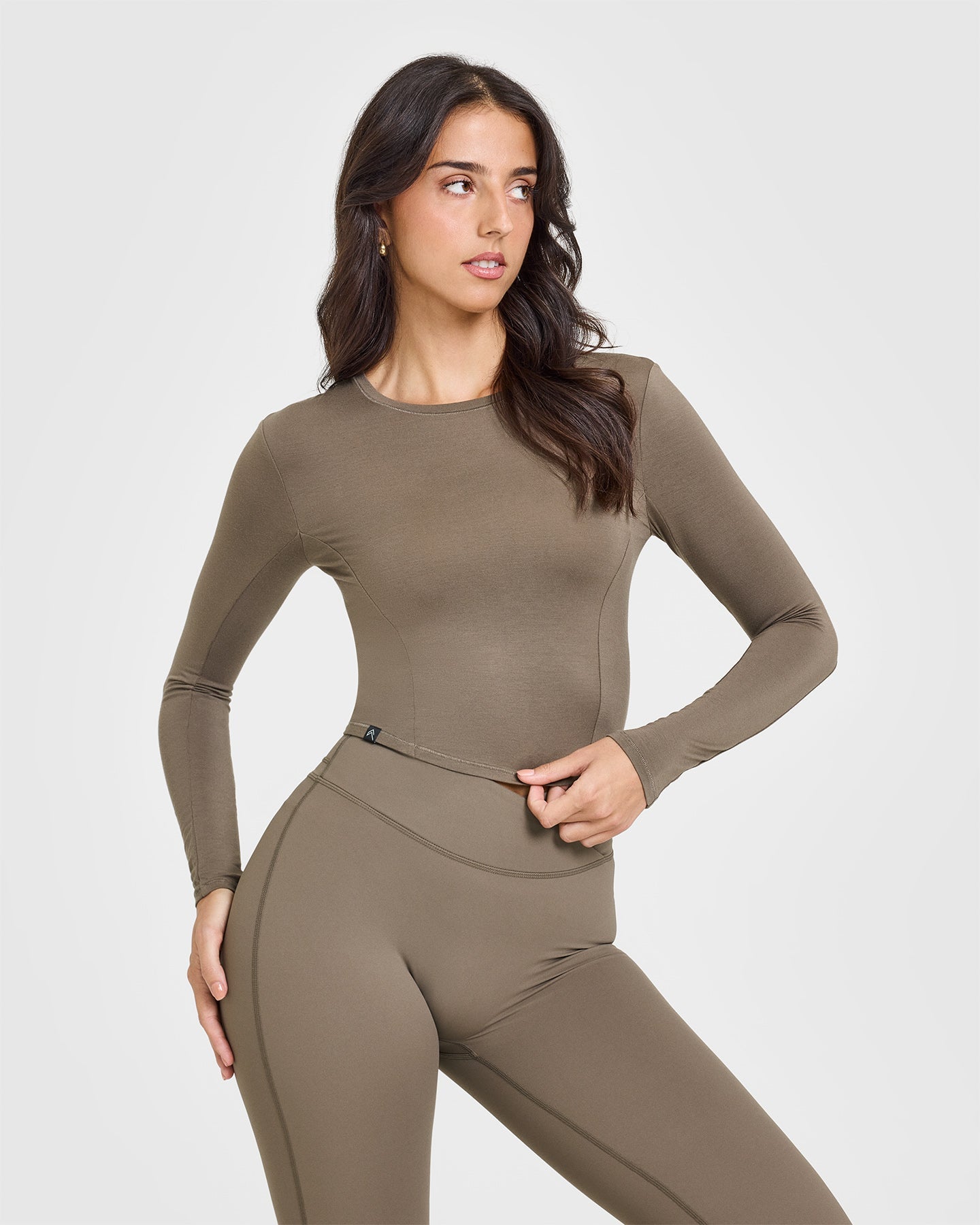Mellow™ Soft Mid Long Sleeve Women's Top in Moss Brown - Comfortable Casual Blouse for Everyday Wear, Work & Outings