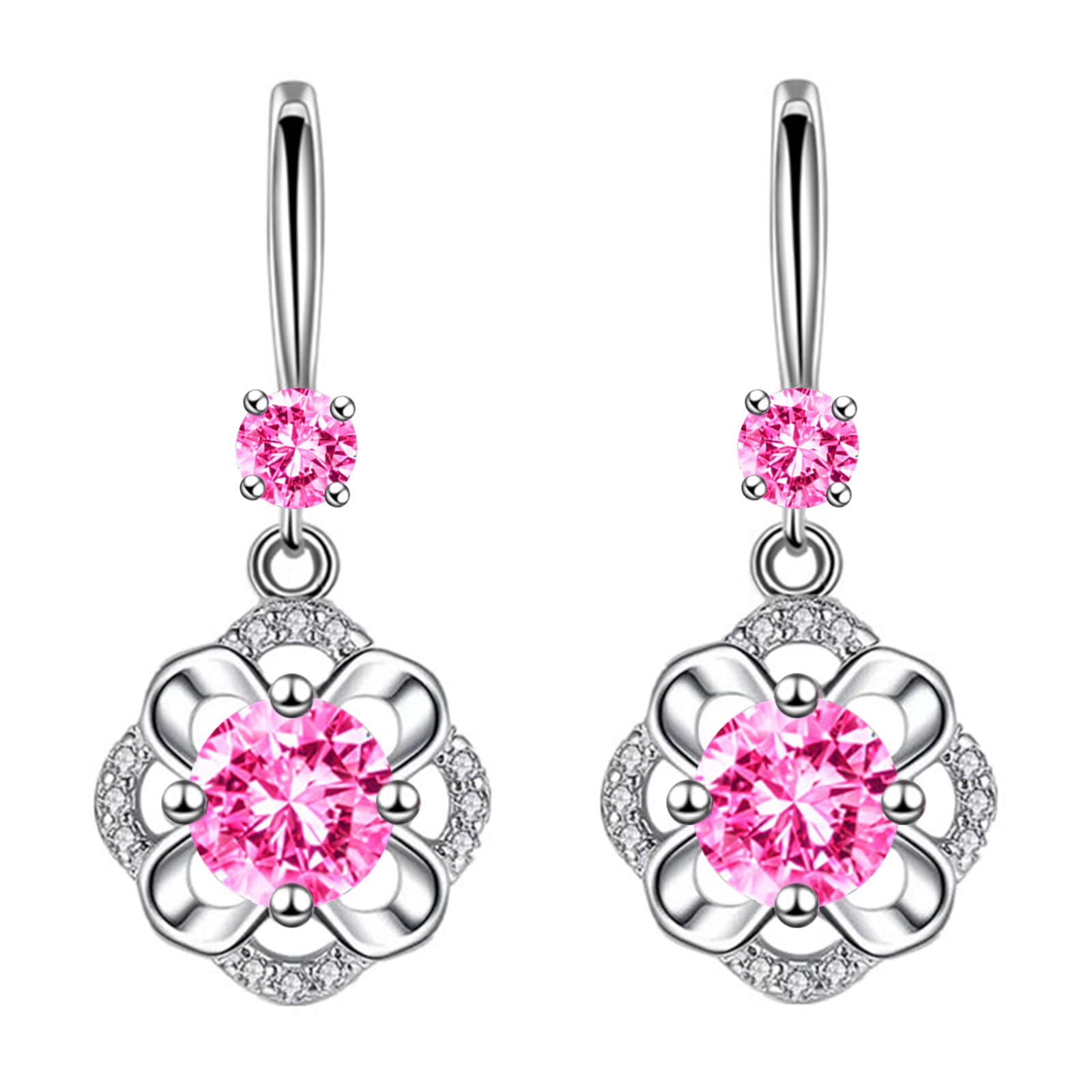 Elegant Diamond-Studded Crystal Earrings for Women - Silver Bling Stud Earrings for Girls & Women - Perfect for Parties, Weddings & Daily Wear (One Size)