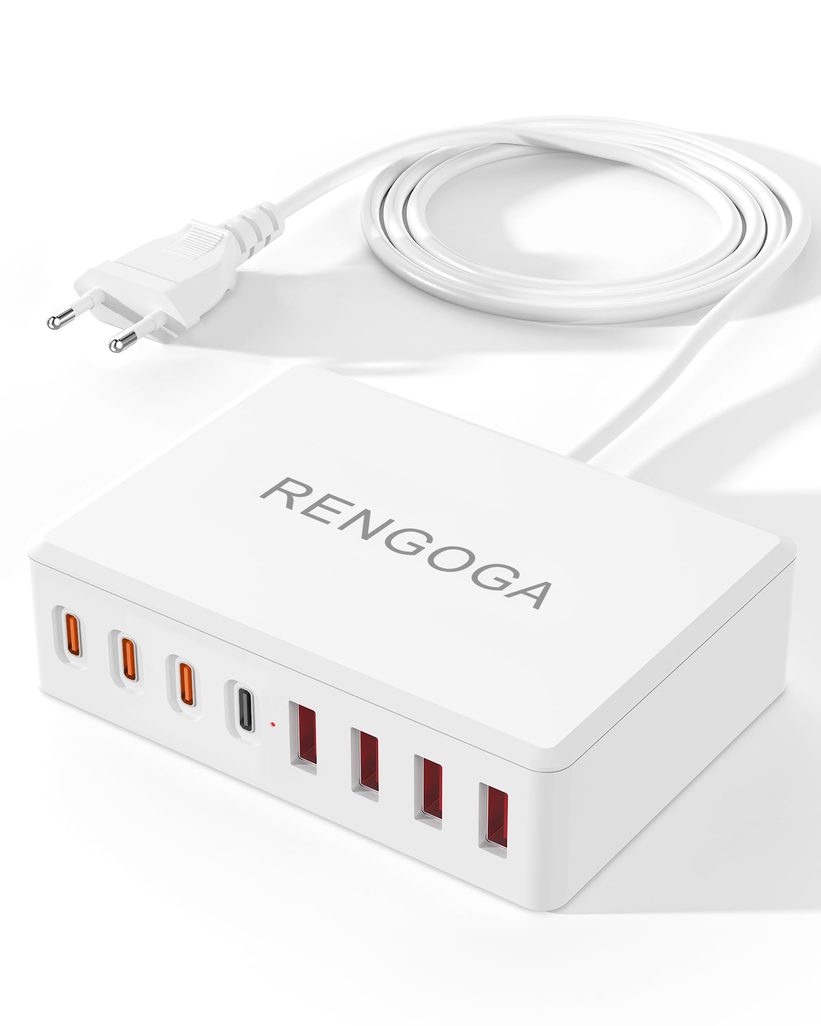 100W 8-Port USB Charging Station with 4 USB-A & 4 Type-C Ports - Fast Desktop Charger Hub for iPhone 15/14/13, Galaxy, iPad, Pixel, Laptops & More - Perfect for Home, Office & Travel Charging Multiple Devices Simultaneously