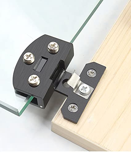 10 Pairs (20 Pieces) Black Cabinet Glass Door Hinges for 5-8mm Glass - Perfect for Display Cabinets, Wine Cabinets, and Clamping Door Applications