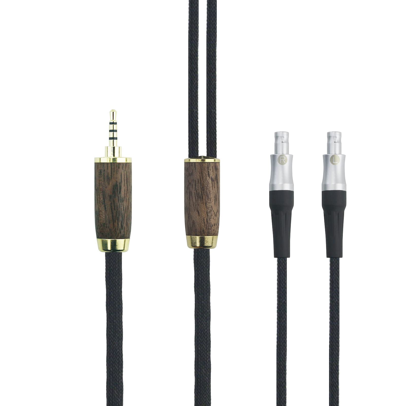 Premium 2.5mm TRRS Balanced Male Audio Cable - 6N OCC Copper Silver Plated Cord for Sennheiser HD800/HD800S/HD820 Headphones with Walnut Wood Shell - High-Fidelity Sound for Home Studio, Audiophile Listening & Professional DJ Equipment
