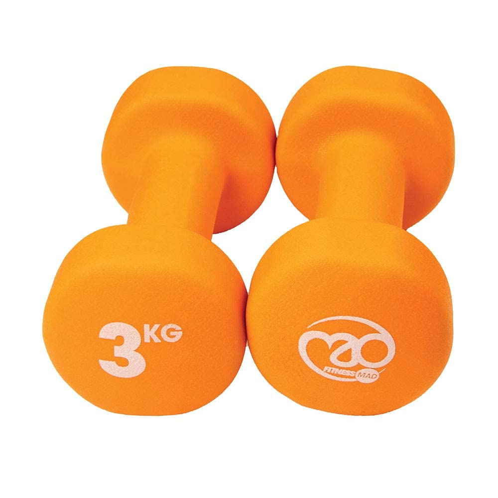 Fitness Mad Unisex Neo Dumbbells - Premium Rubber Coated Exercise Weights for Home Gym, Cross Training & Strength Workouts