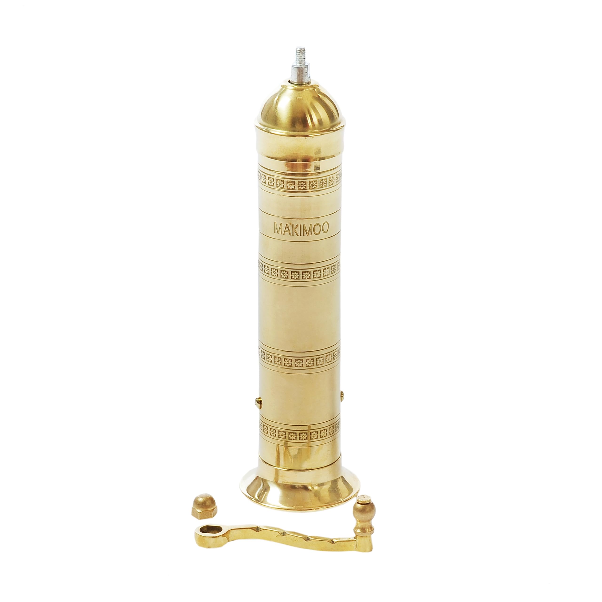 Premium Greek Pepper Mill & Salt Grinder - European Style Brass Spice Grinder - 9 Inch Adjustable Coarseness - Perfect for Kitchen, Dining Table & Gourmet Cooking