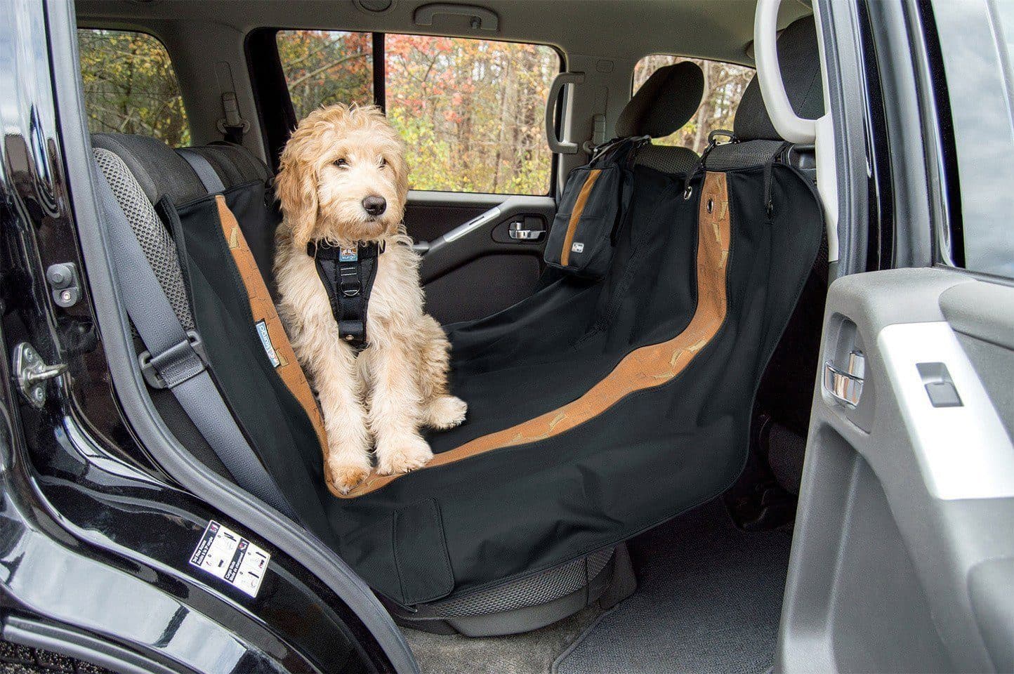 Kurgo® Wander Hammock Hampton Black - Waterproof Dog Seat Cover for Cars, SUVs & Trucks - Protects Seats from Dirt, Hair & Scratches - Perfect for Travel, Camping & Outdoor Adventures