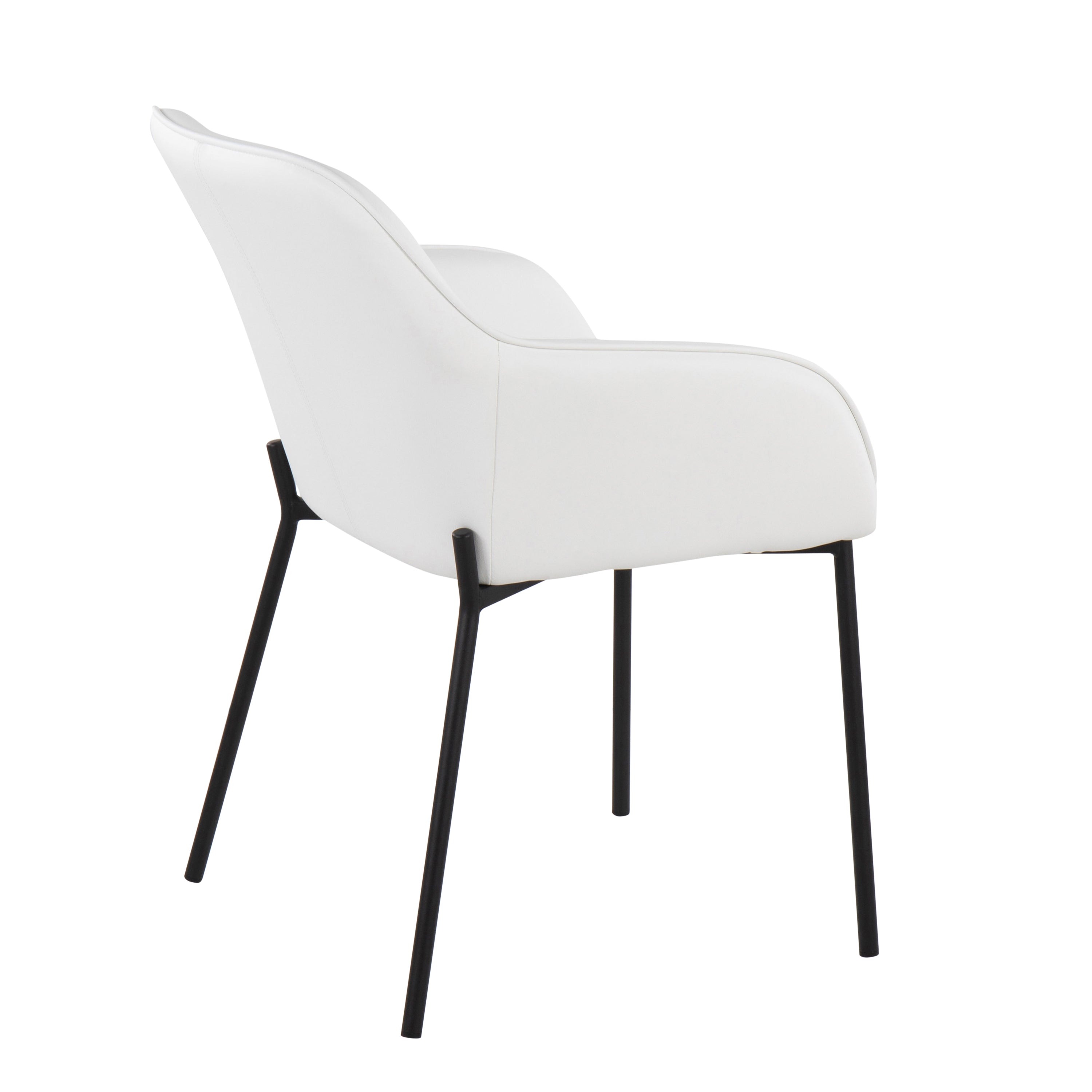 LumiSource Daniella Modern Dining Chairs - Set of 2 Black Metal & White Faux Leather Upholstered Seats for Kitchen, Dining Room or Office